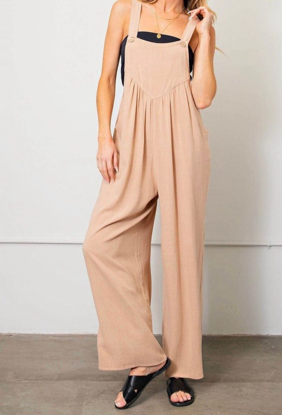 ODDY Women’s Ribbed Wide Leg Jumpsuit Sz Large